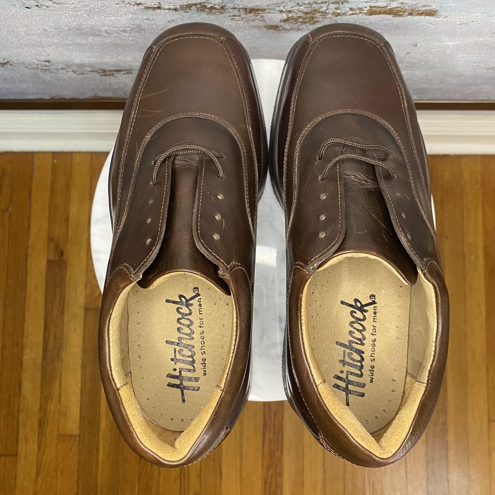 Hitchcock Shoes Mens Size 7 E Brown Leather Lace Up Casual Comfort Sneakers - Picture 7 of 10